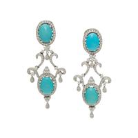 TURQUOISE, DIAMOND, AND WHITE GOLD EARRINGS
