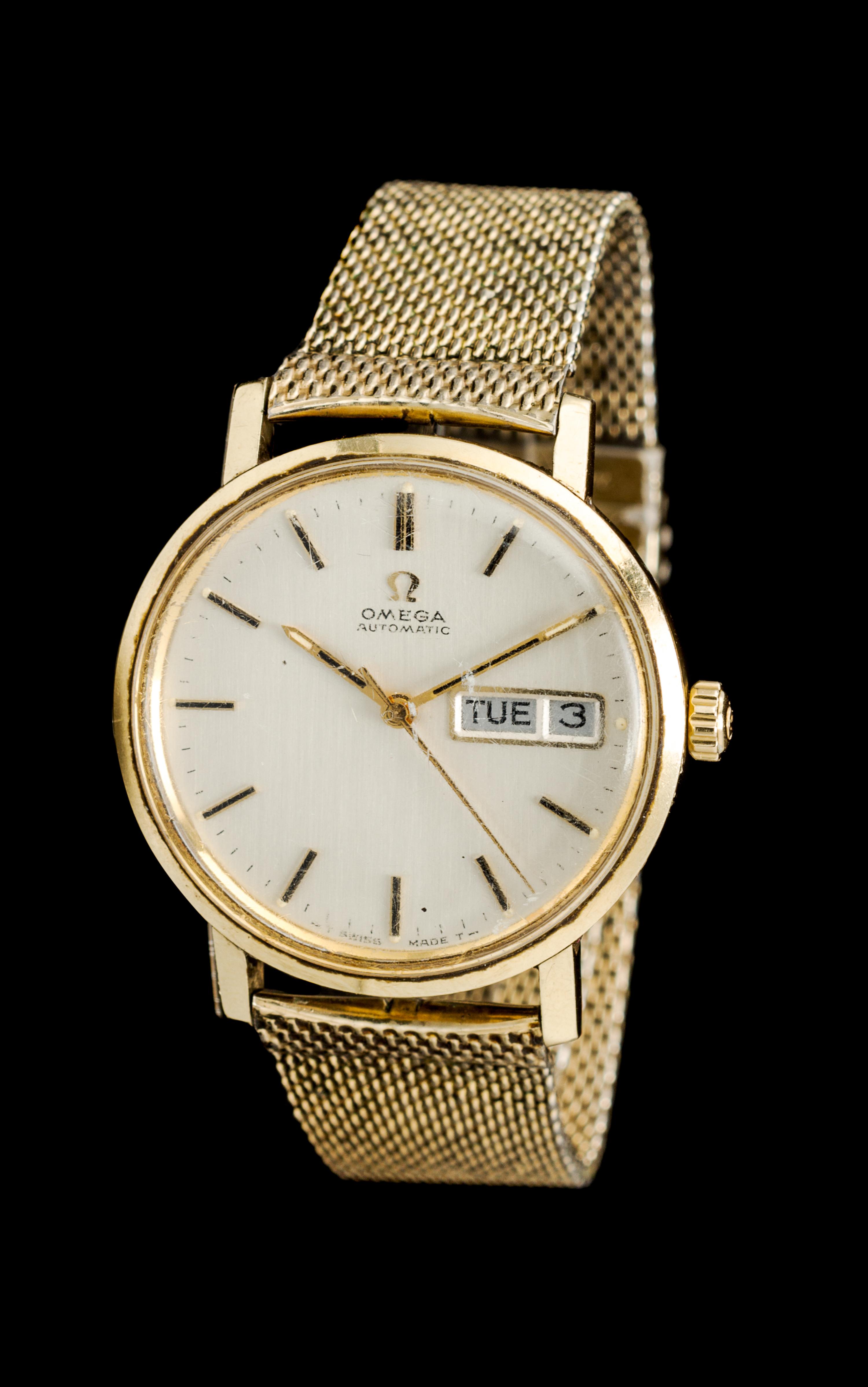 A 14 Karat Yellow Gold Wristwatch, Omega,