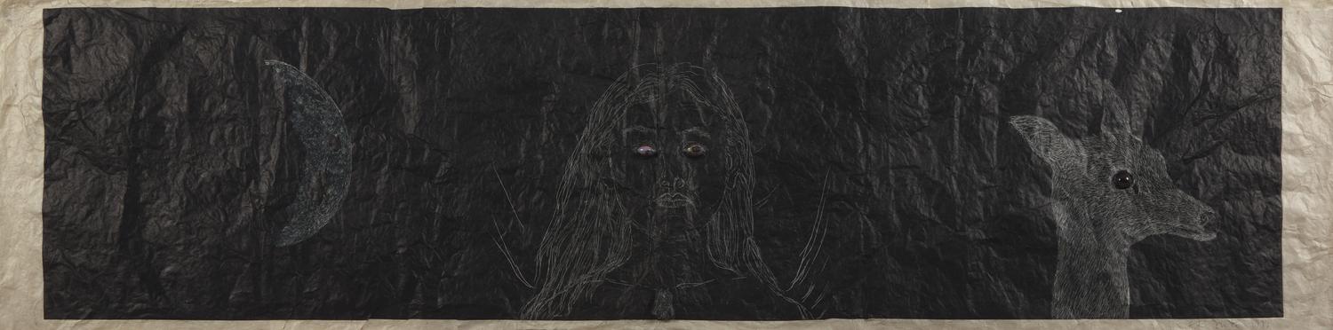 Kiki Smith (American, b. 1954) — Girl with Moon and Deer, 1999
