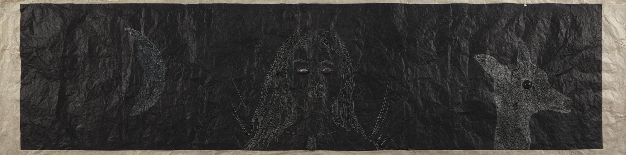 Kiki Smith (American, b. 1954) — Girl with Moon and Deer, 1999