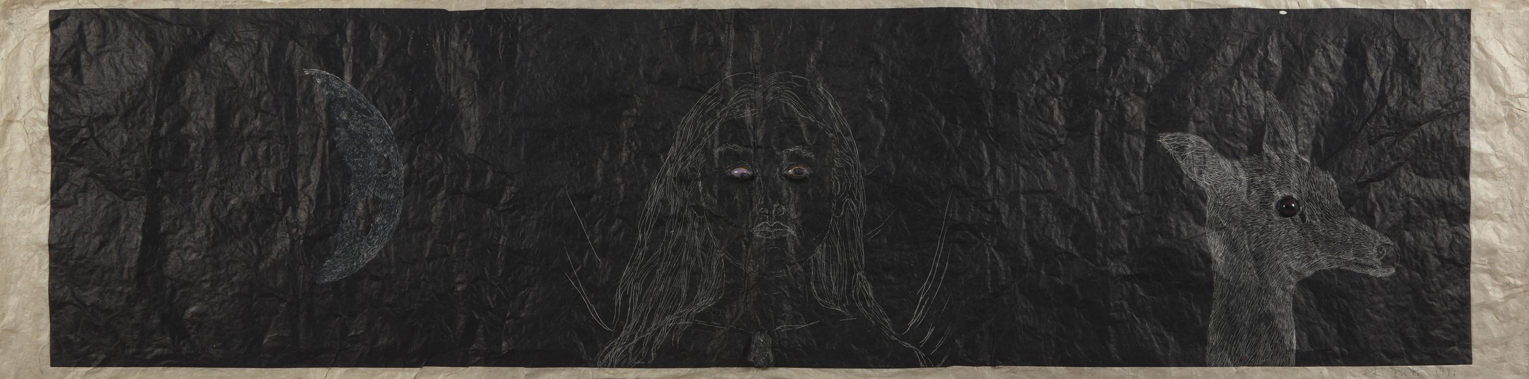 Kiki Smith (American, b. 1954) — Girl with Moon and Deer, 1999