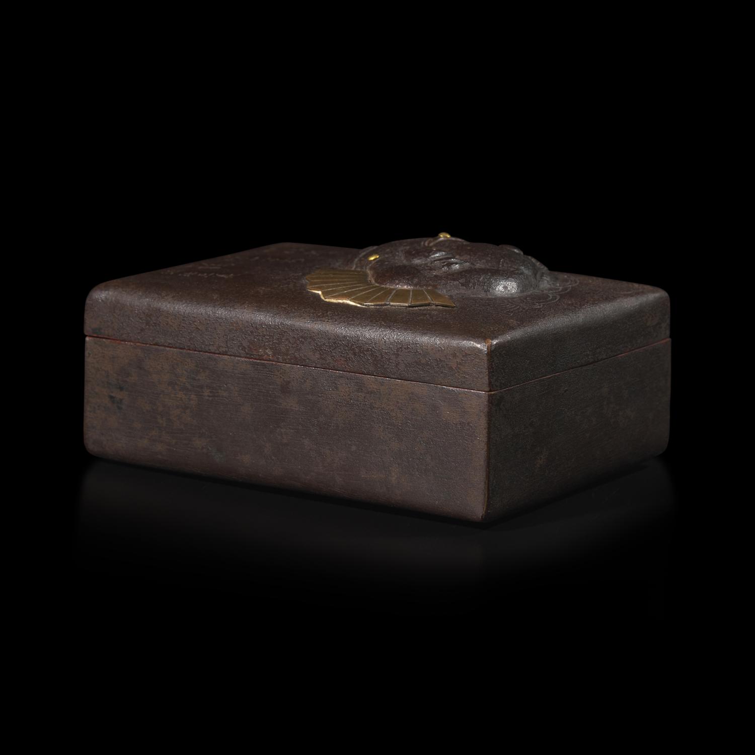 A Japanese Myochin School Iron Box, signed Myochin Masayoshi, Meiji Period