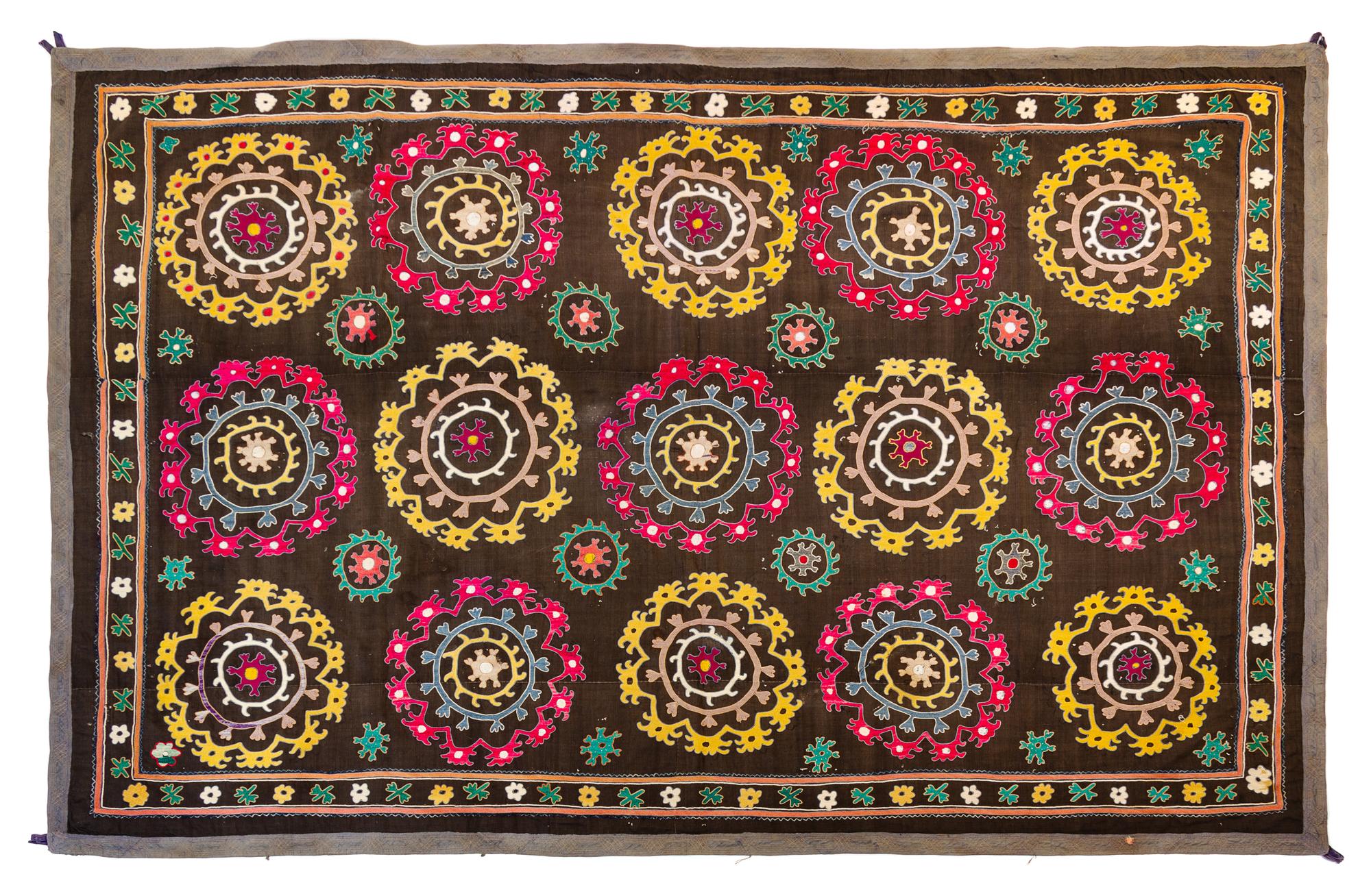 An Uzbek Suzani Panel 8 feet 10 inches x 5 feet 7 inches. — 20TH CENTURY