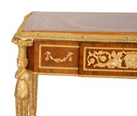 A Louis XVI Style Gilt Bronze Mounted Marquetry Table After the Model by Adam Weisweiler