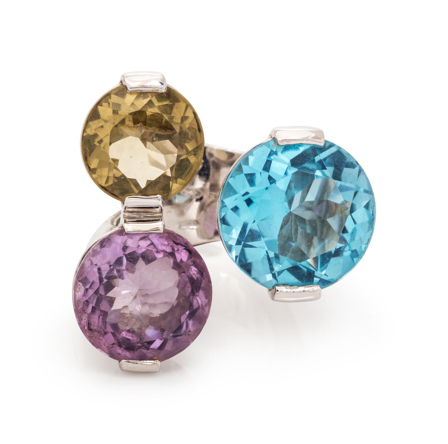 A Sterling Silver and Multigem Ring, Pianegonda,