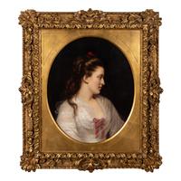 French School, 19th Century — Portrait de la jeune femme à la robe blanche