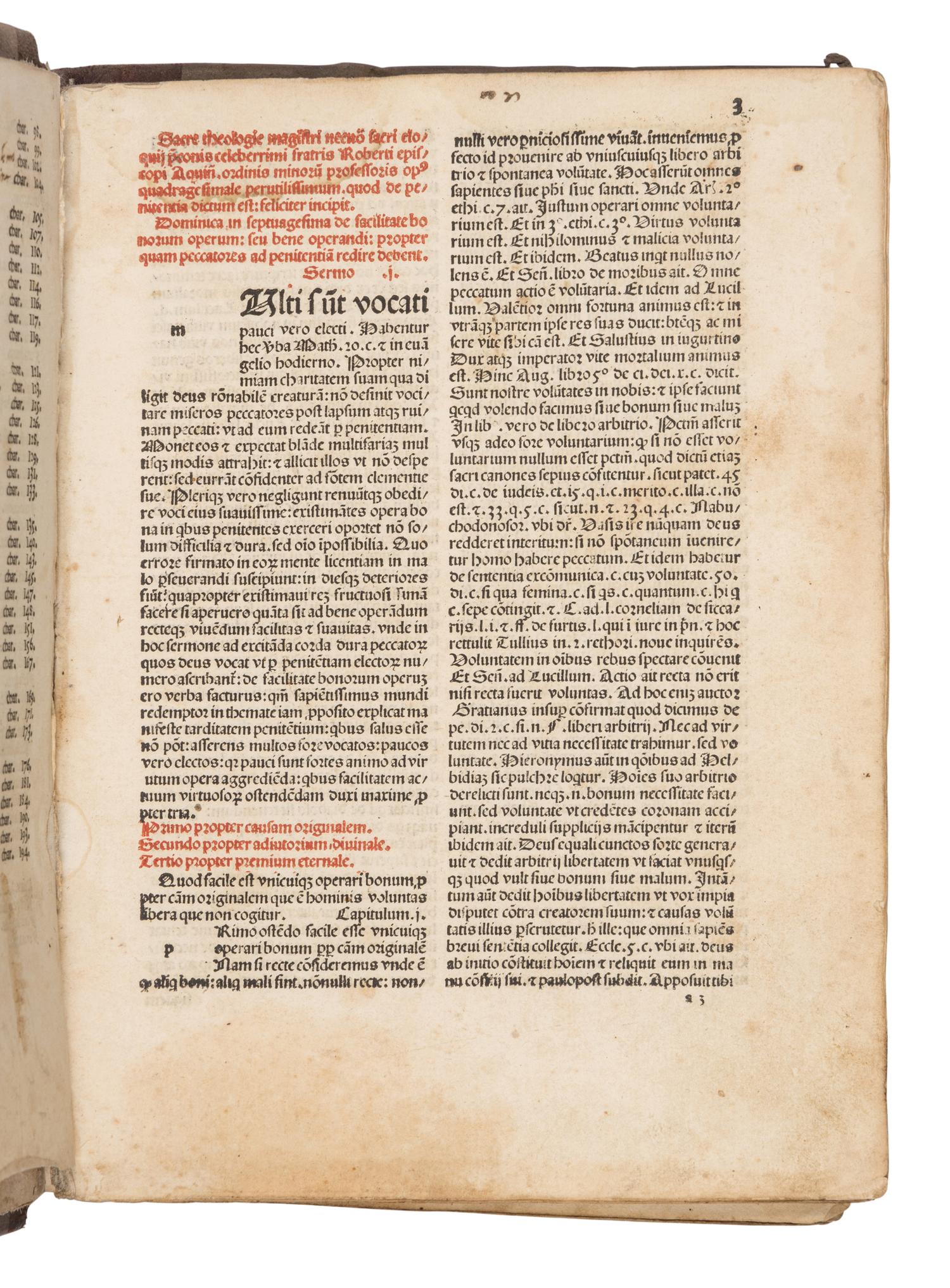 CARACCIOLUS, Robertus (1425-1495). Opera . Venice : Johannes and Gregorius de Gregoriis, de Forlivio, 15 Mar. 1490
