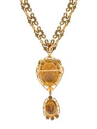MARCUS & CO., YELLOW GOLD AND CITRINE NECKLACE