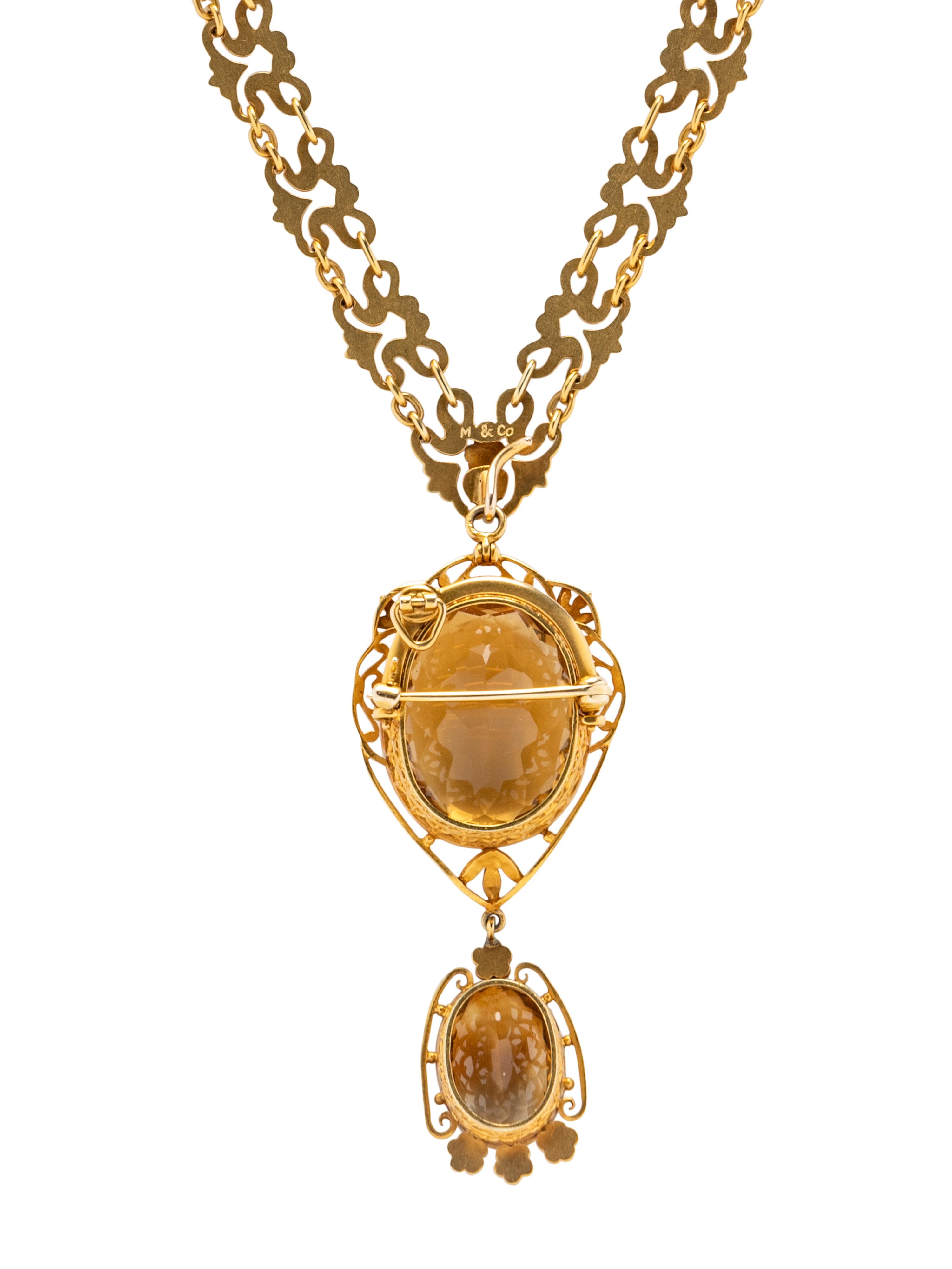 MARCUS & CO., YELLOW GOLD AND CITRINE NECKLACE