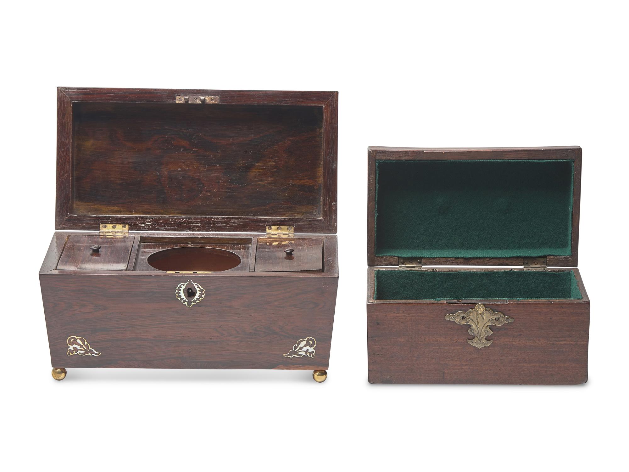 Two English Hardwood Tea Caddies