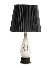 A French Painted Glass Vase Mounted as a Lamp