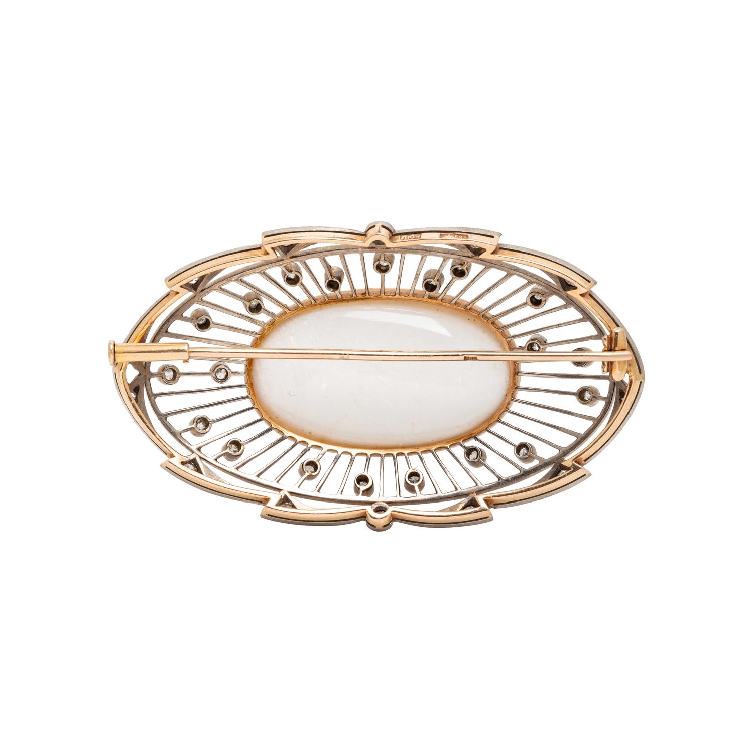VINTAGE, OPAL AND DIAMOND BROOCH