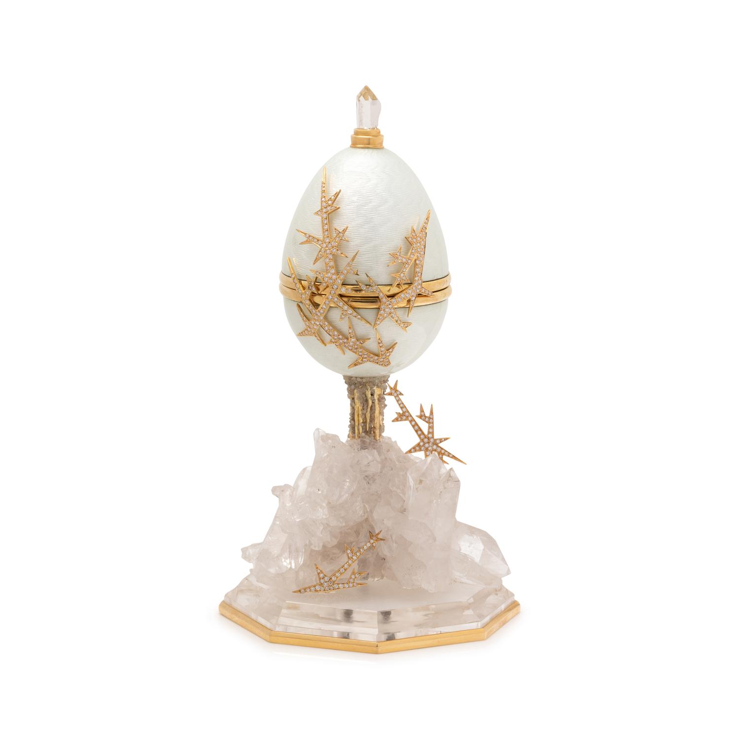 MANFRED WILD, YELLOW GOLD, DIAMOND, ENAMEL AND MULTIGEM 'WINTER EGG'