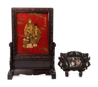 Two Chinese Hardwood Table Screens