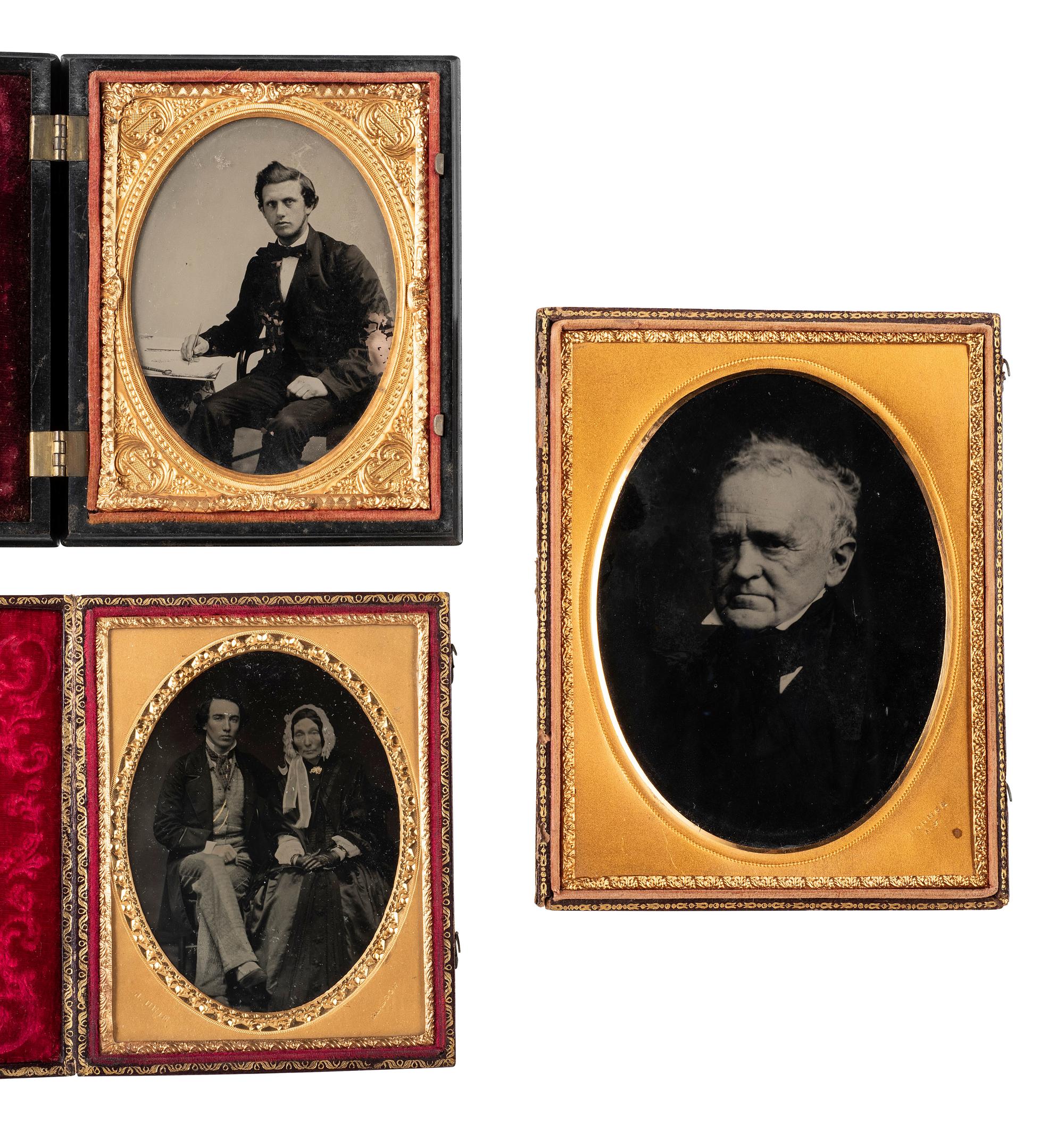 [EARLY PHOTOGRAPHY]. 9 quarter and half plate images, incl. a portrait of Ogden Edwards (1781-1862)