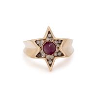 RUBY, DIAMOND, AND YELLOW GOLD STAR RING