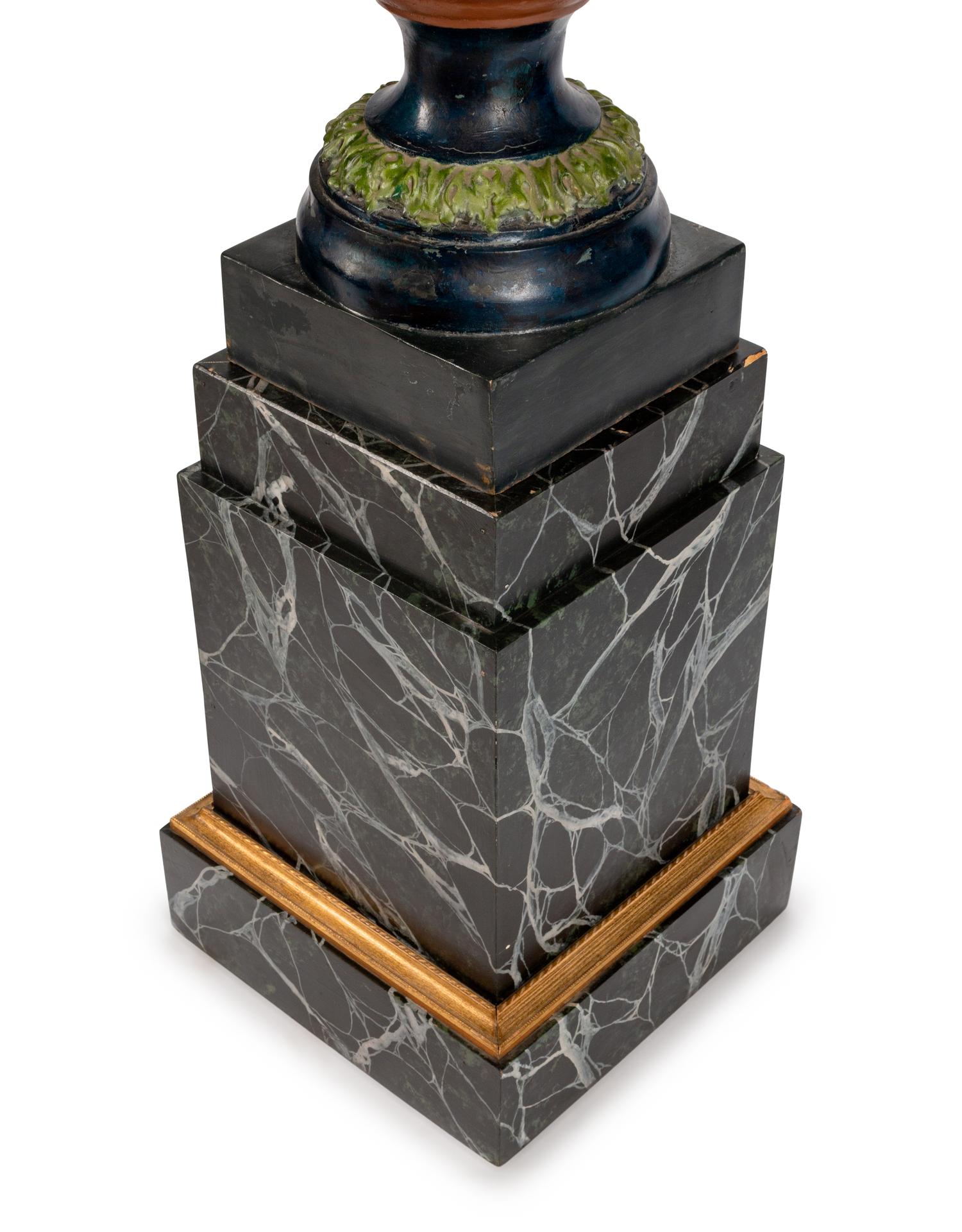 A Pair of Rococo Style Polychromed Bronze Urns