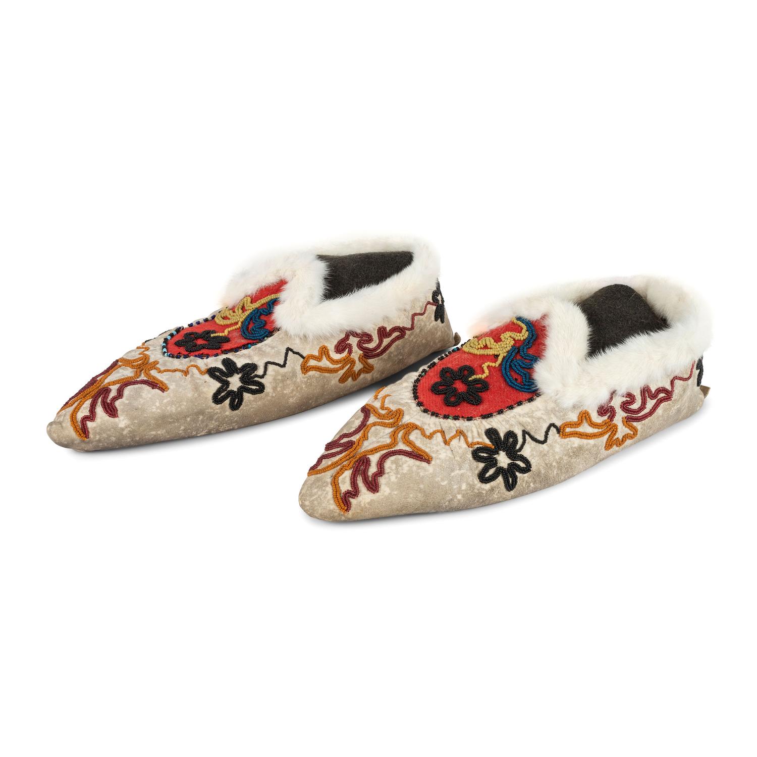 Tlingit Beaded Hide Moccasins