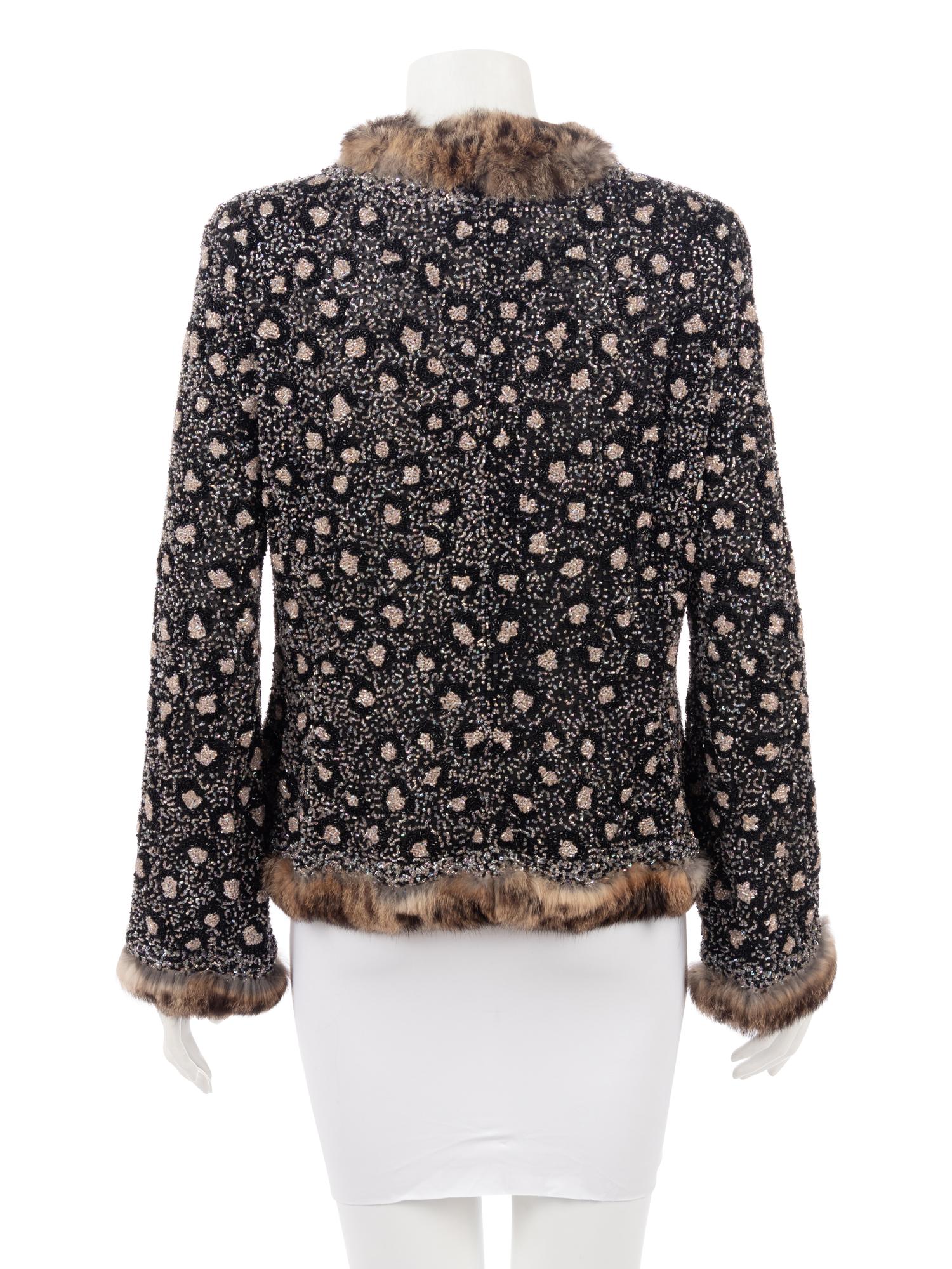 Oscar de la Renta Beaded Jacket Trimmed in Fur
