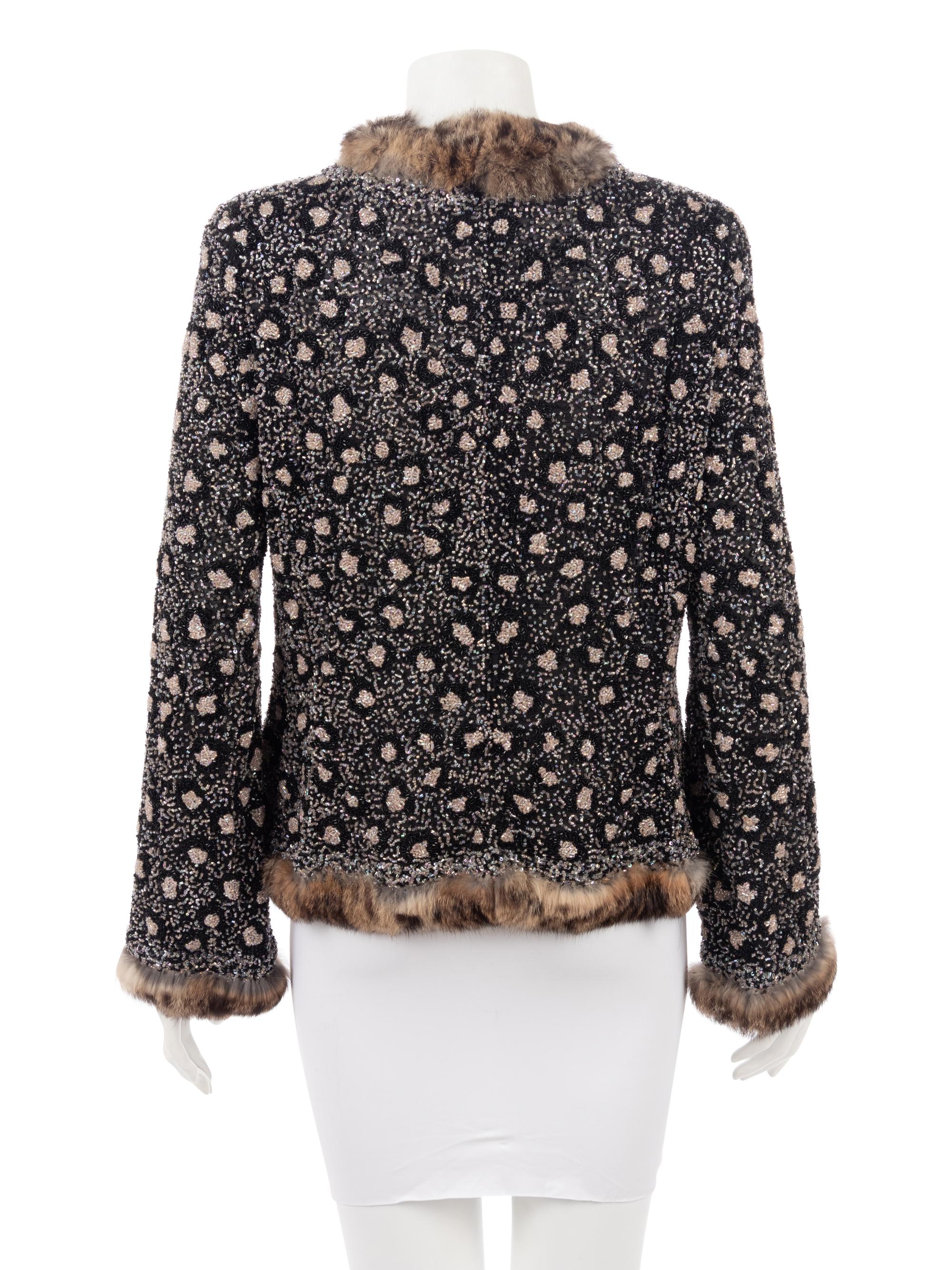Oscar de la Renta Beaded Jacket Trimmed in Fur