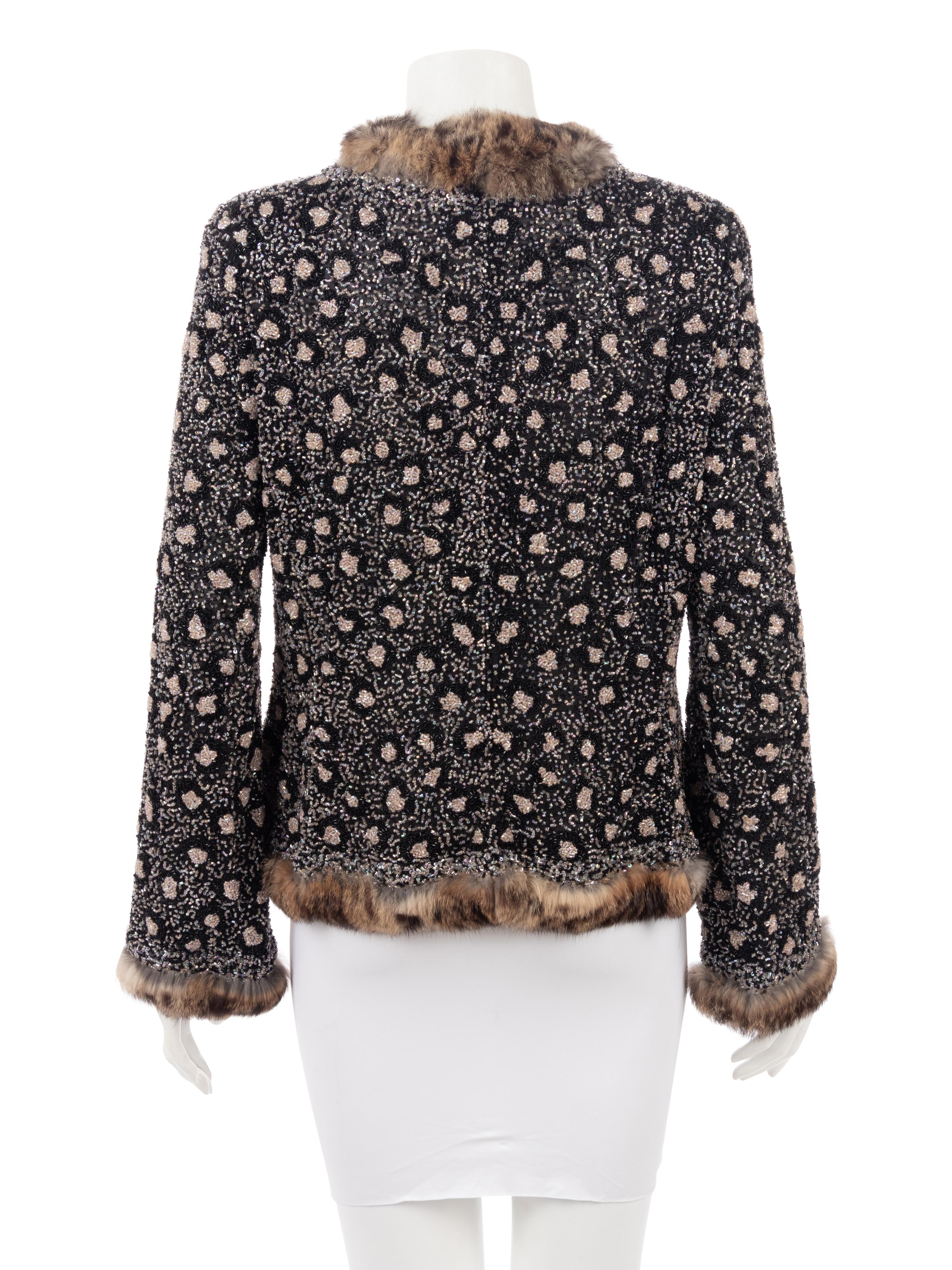 Oscar de la Renta Beaded Jacket Trimmed in Fur