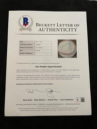 A Rare John Madden Signed Autograph Baseball (Beckett Authentication Services Letter BAS Certified),