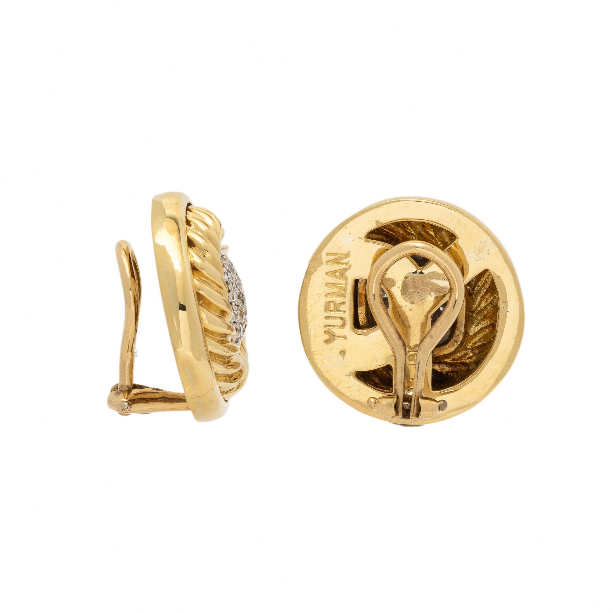 David Yurman, Yellow Gold and Diamond Earrings