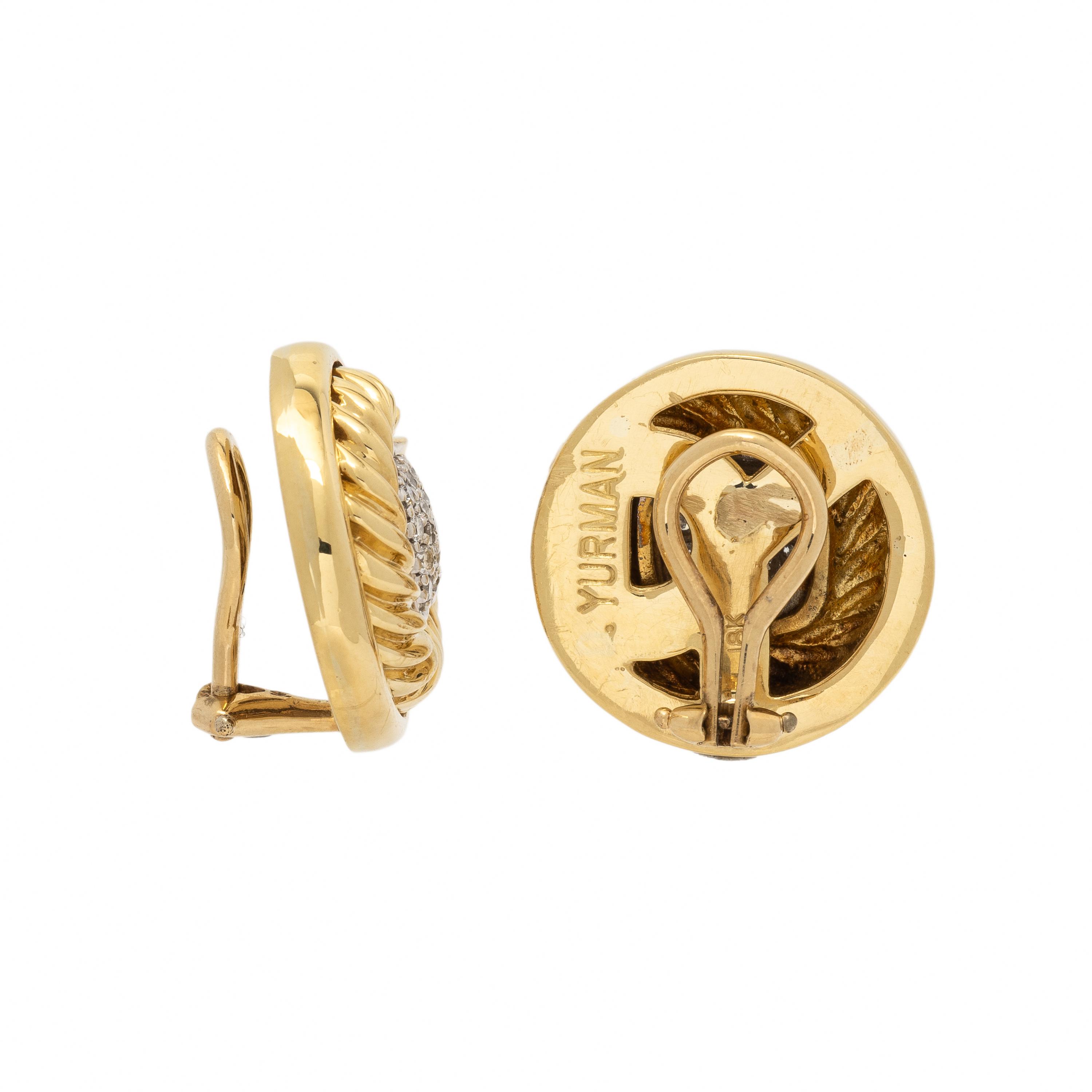 David Yurman, Yellow Gold and Diamond Earrings