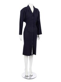 Two Thierry Mugler Dresses; One Blue with Rope Detail Dress, One Black Polka Dot Dress, 1980-90s