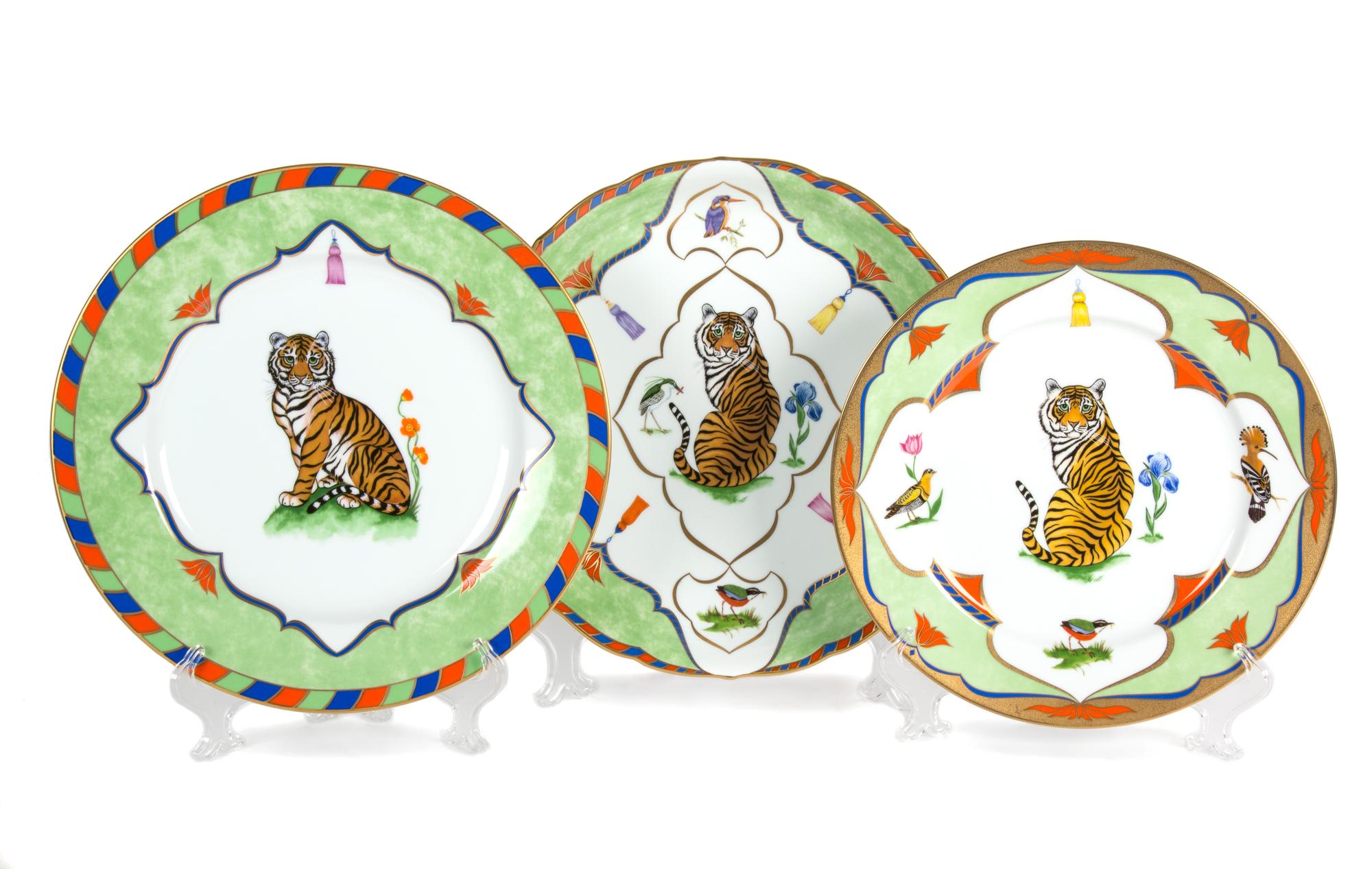 A Lynn Chase Porcelain Dinner Service Diameter of largest 12 inches.