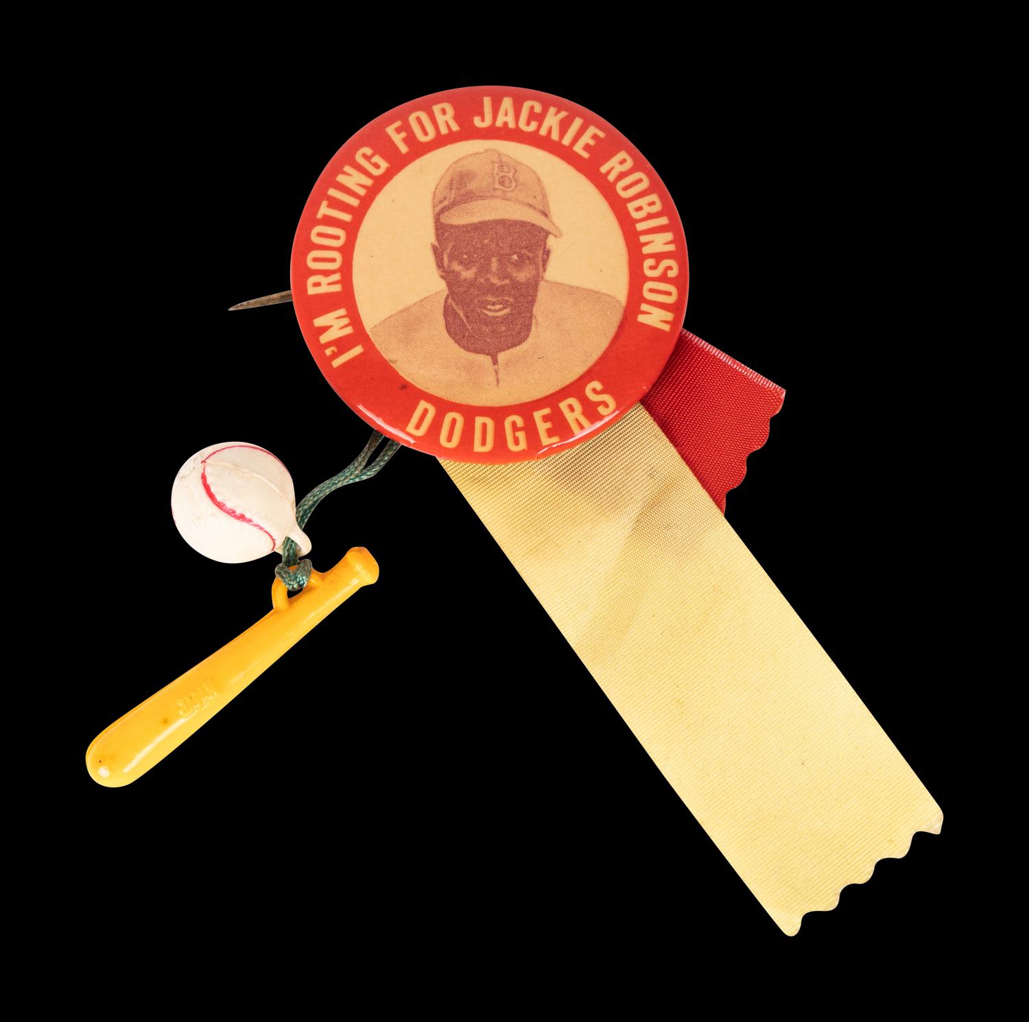 A Vintage I'm Rooting For Jackie Robinson Pinback Button,
