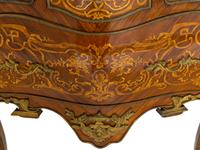 A Pair of Louis XV Style Gilt Bronze Mounted Marquetry Marble-Top Commodes