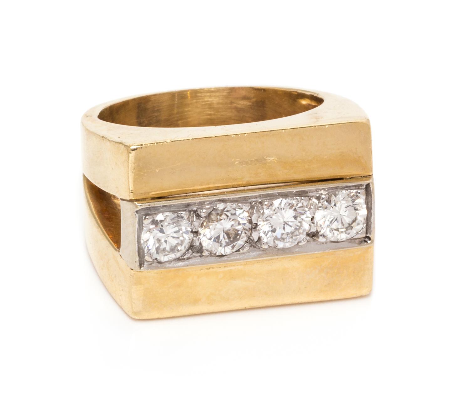 A 14 Karat Bicolor Gold and Diamond Ring, 10.40 dwts.
