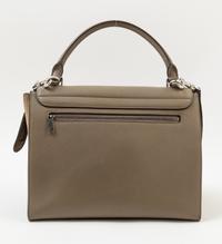 A Celine Taupe Leather and Suede Medium Trapeze Handbag, 11.5"- 20" L x 9" H x 7"- 9" W; Top handle: 4.5"; Strap drop: 15".
