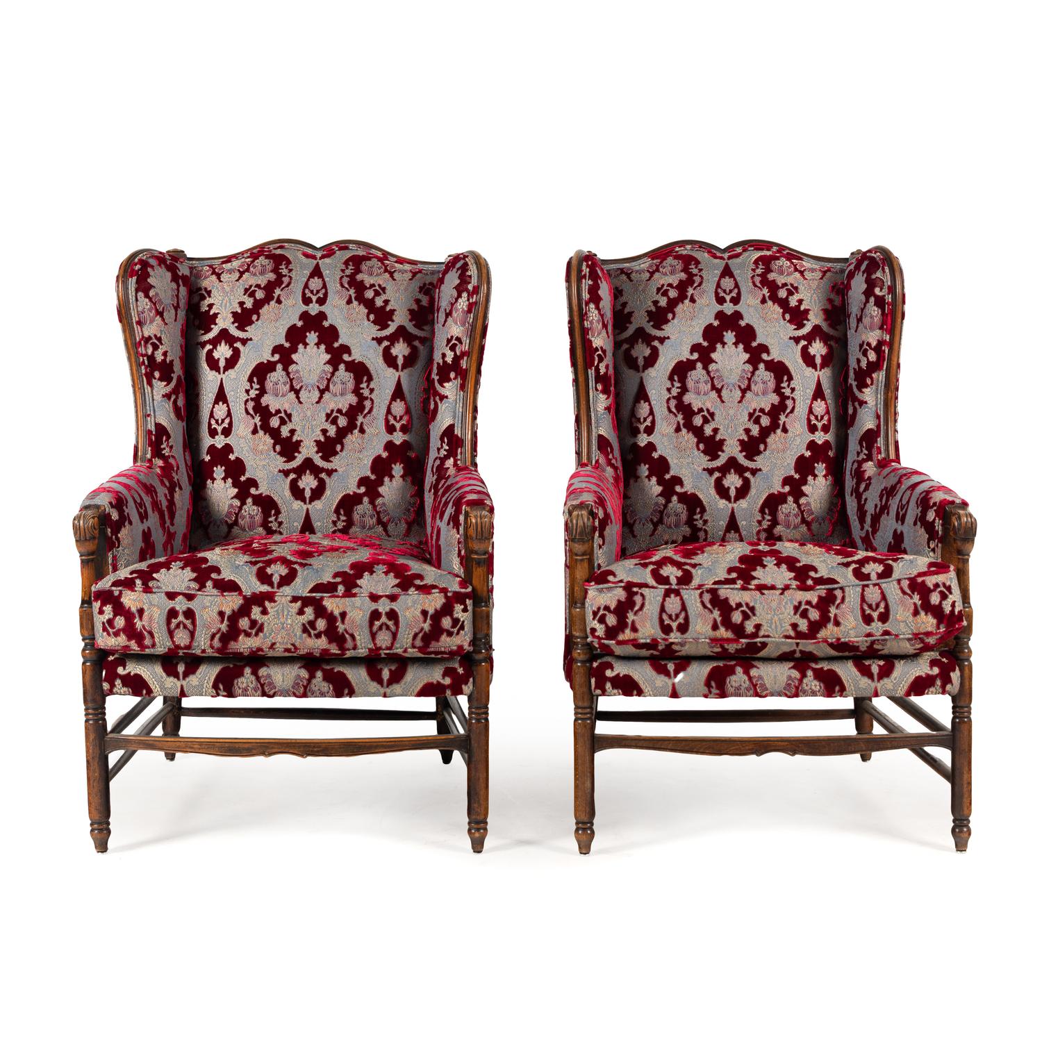 A Pair of French Walnut Bergères