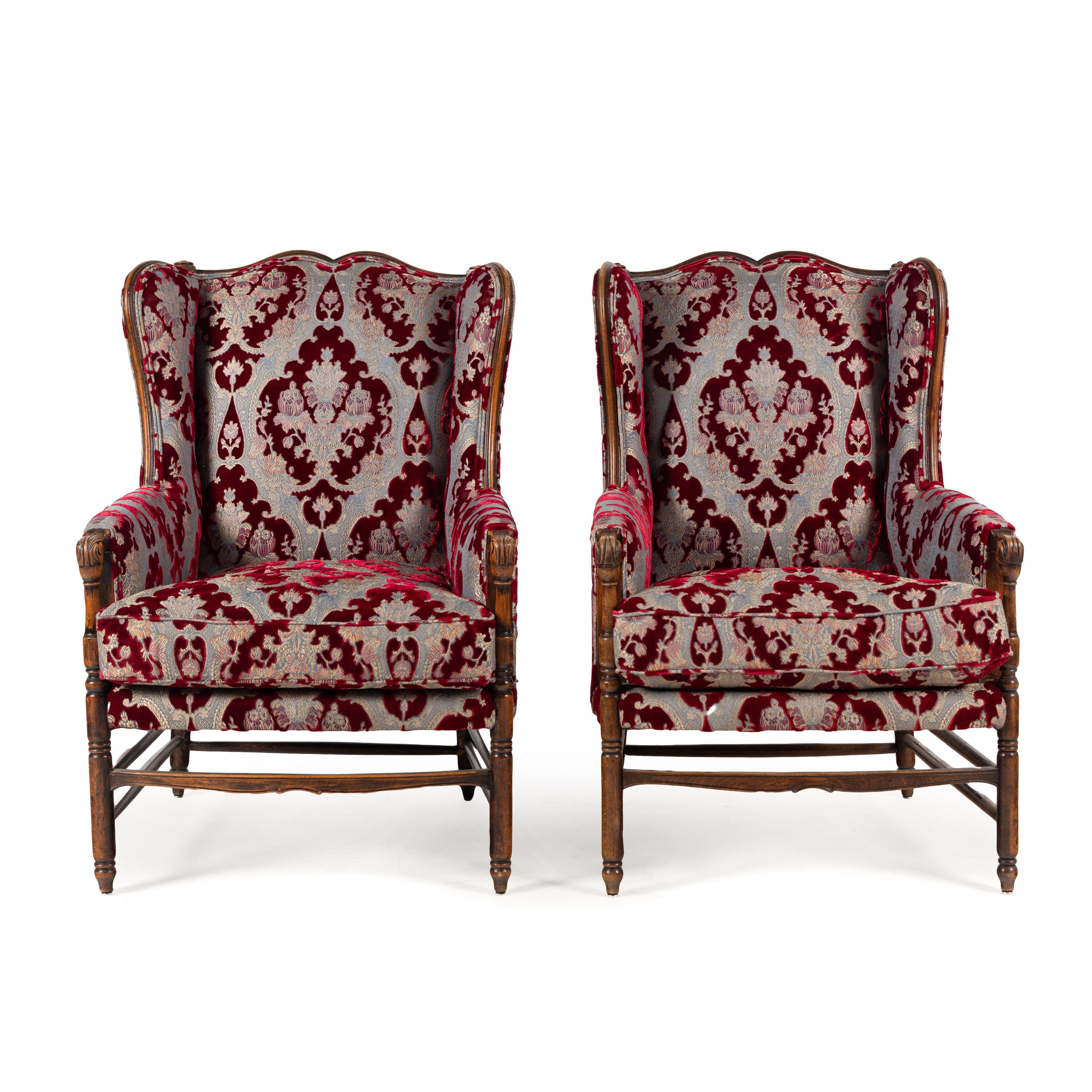 A Pair of French Walnut Bergères