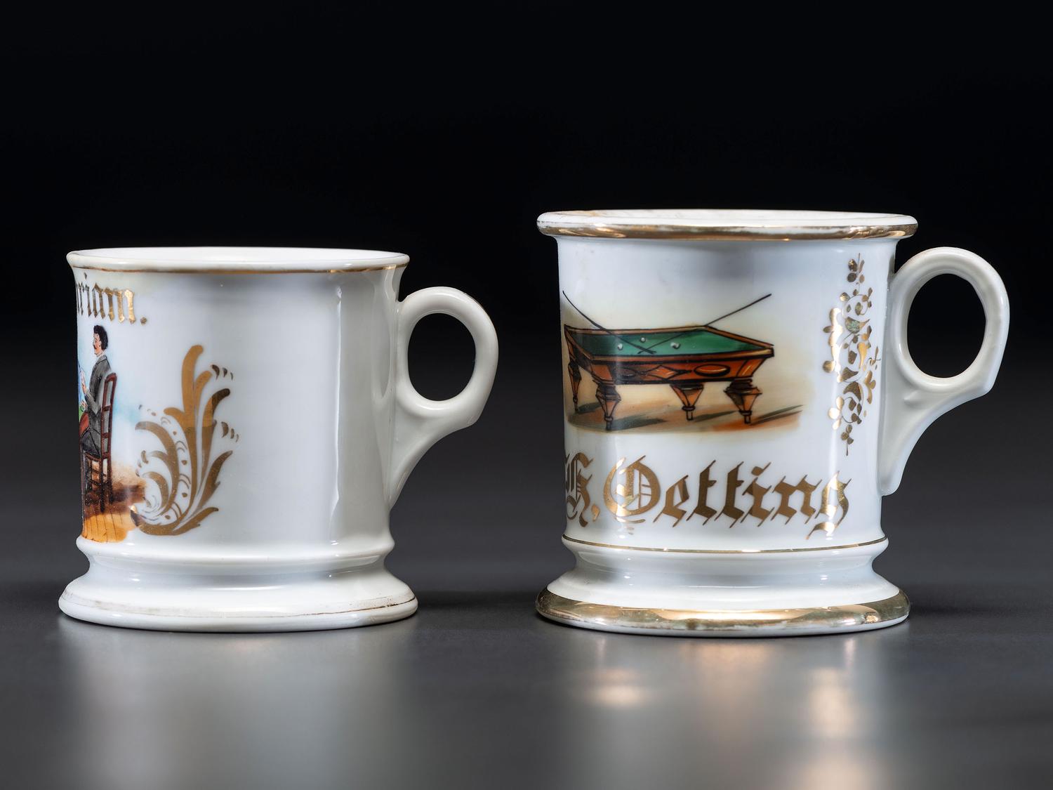 Two Tabletop Gaming Porcelain Shaving Mugs