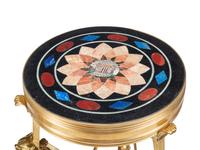 A Pair of Neoclassical Gilt Bronze, Specimen Marble and Micro Mosaic Guéridon Tables
