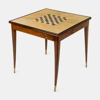 Art Deco Game Table, c. 1930 removable shagreen-lined top revealing a felt-covered backgammon board