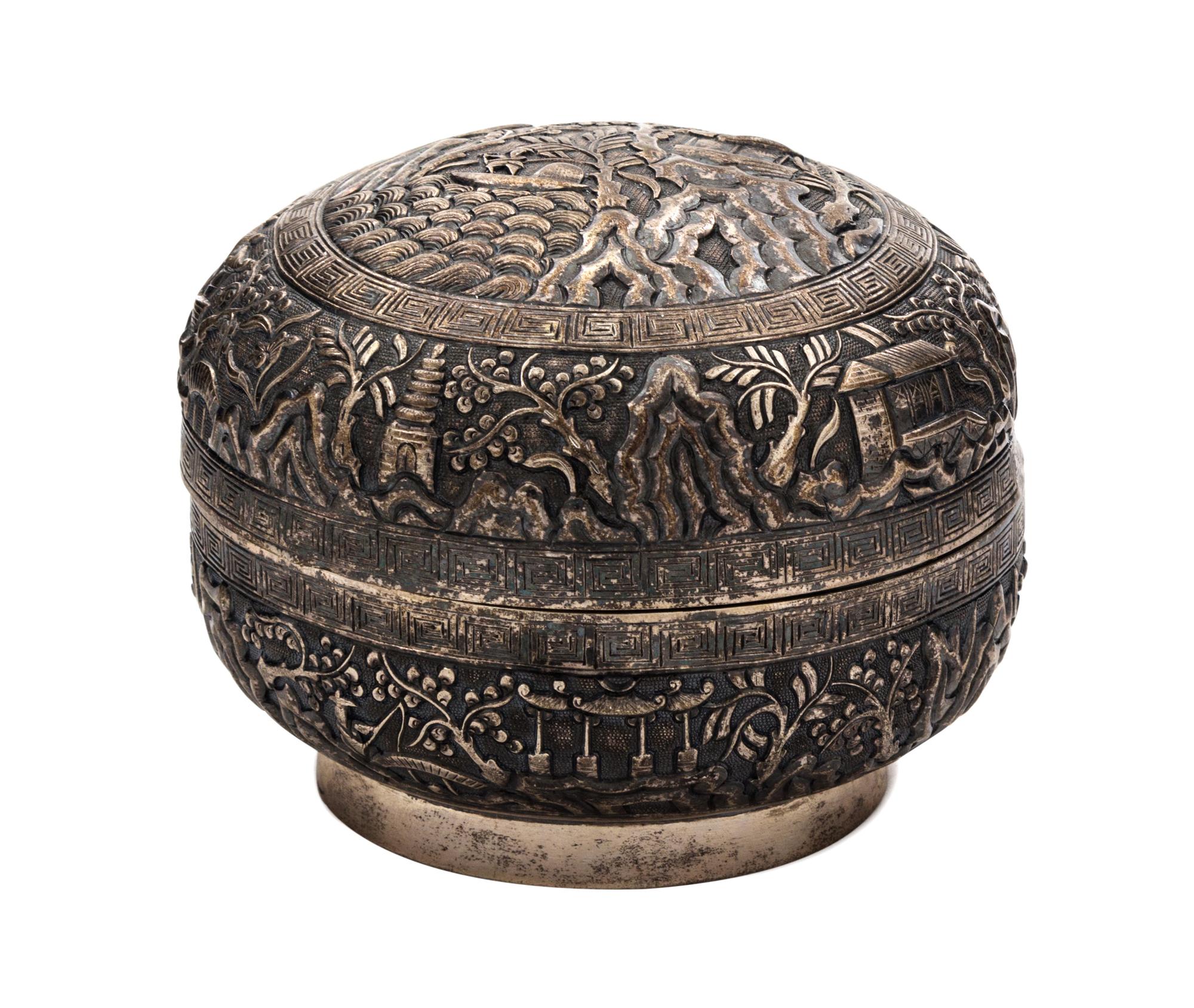 A Chinese Export Silver Covered Box