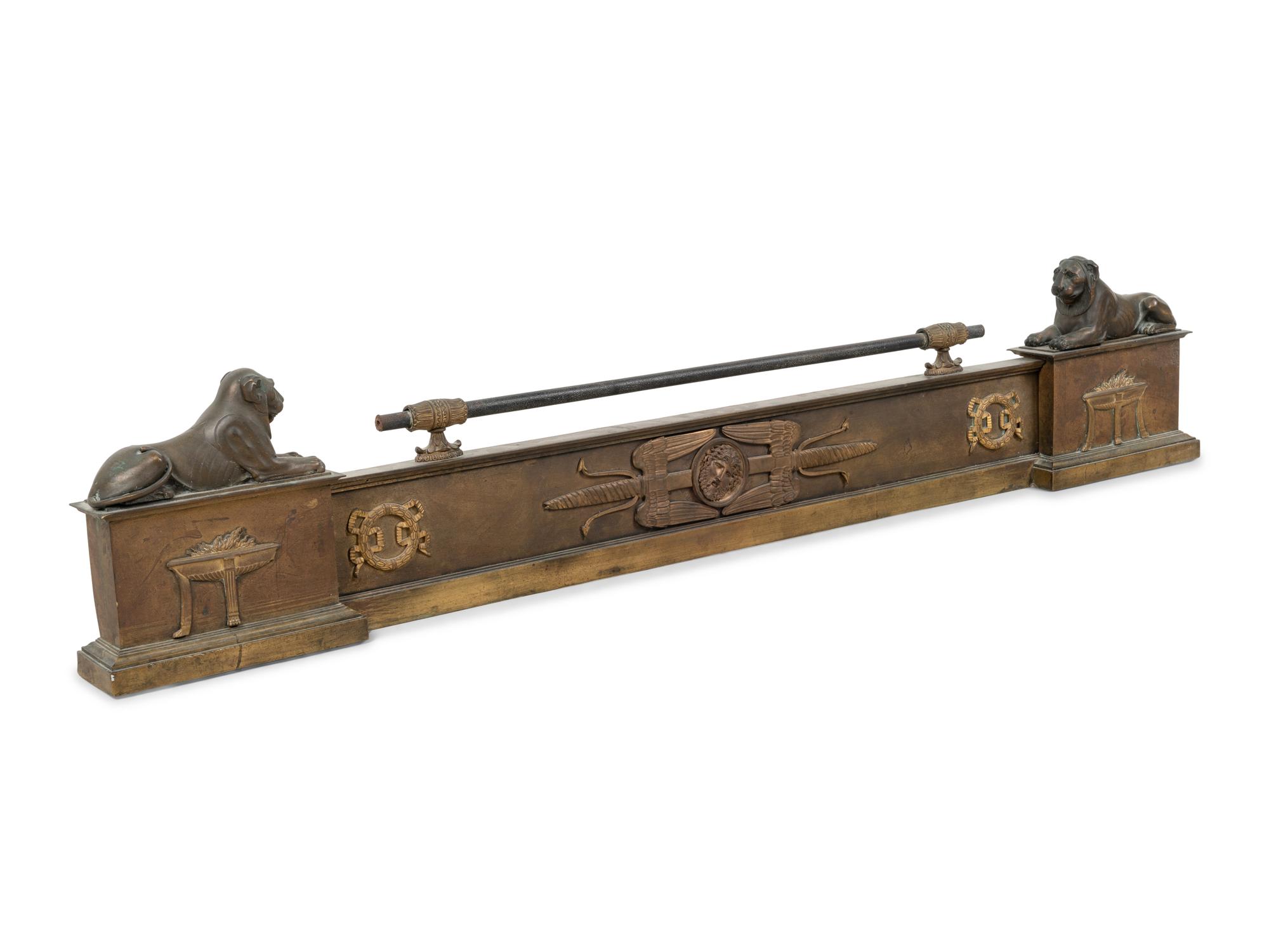 An Empire Style Gilt Bronze Fire Fender