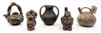 Two Pre-Columbian Style Pottery Stirrup Vessels Height of tallest 12 inches.