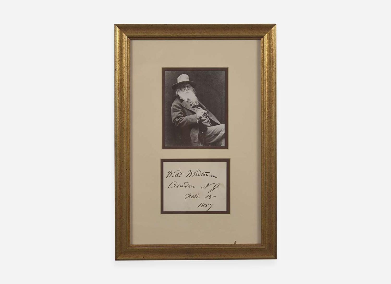 [Literature] Whitman, Walt: Signed Card