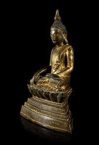 A Thai Gilt Bronze Figure of Buddha
