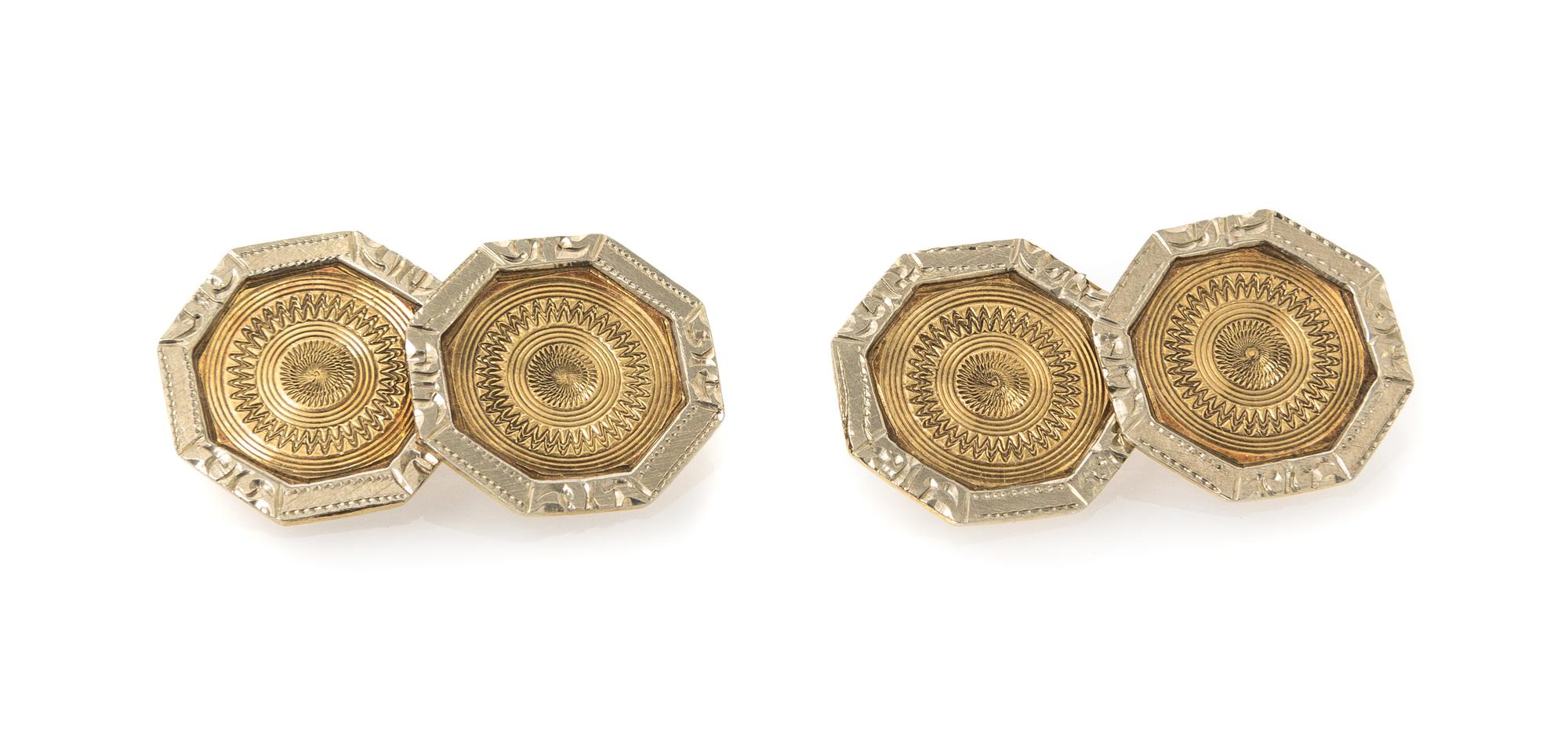 A Pair of Platinum Topped 10 Karat Yellow Gold Cufflinks, 2.70 dwts.