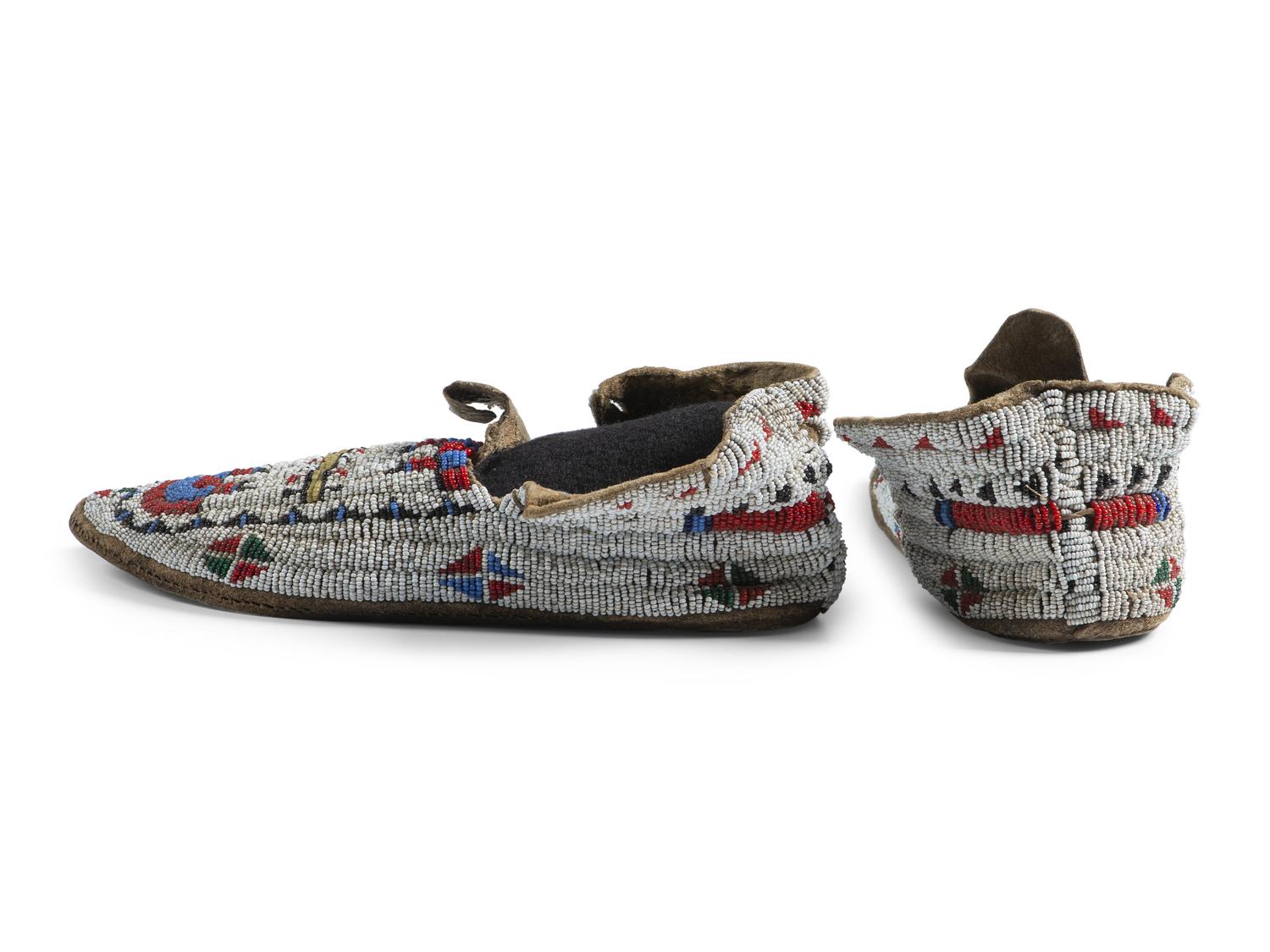 Northern Plains Beaded Hide Moccasins