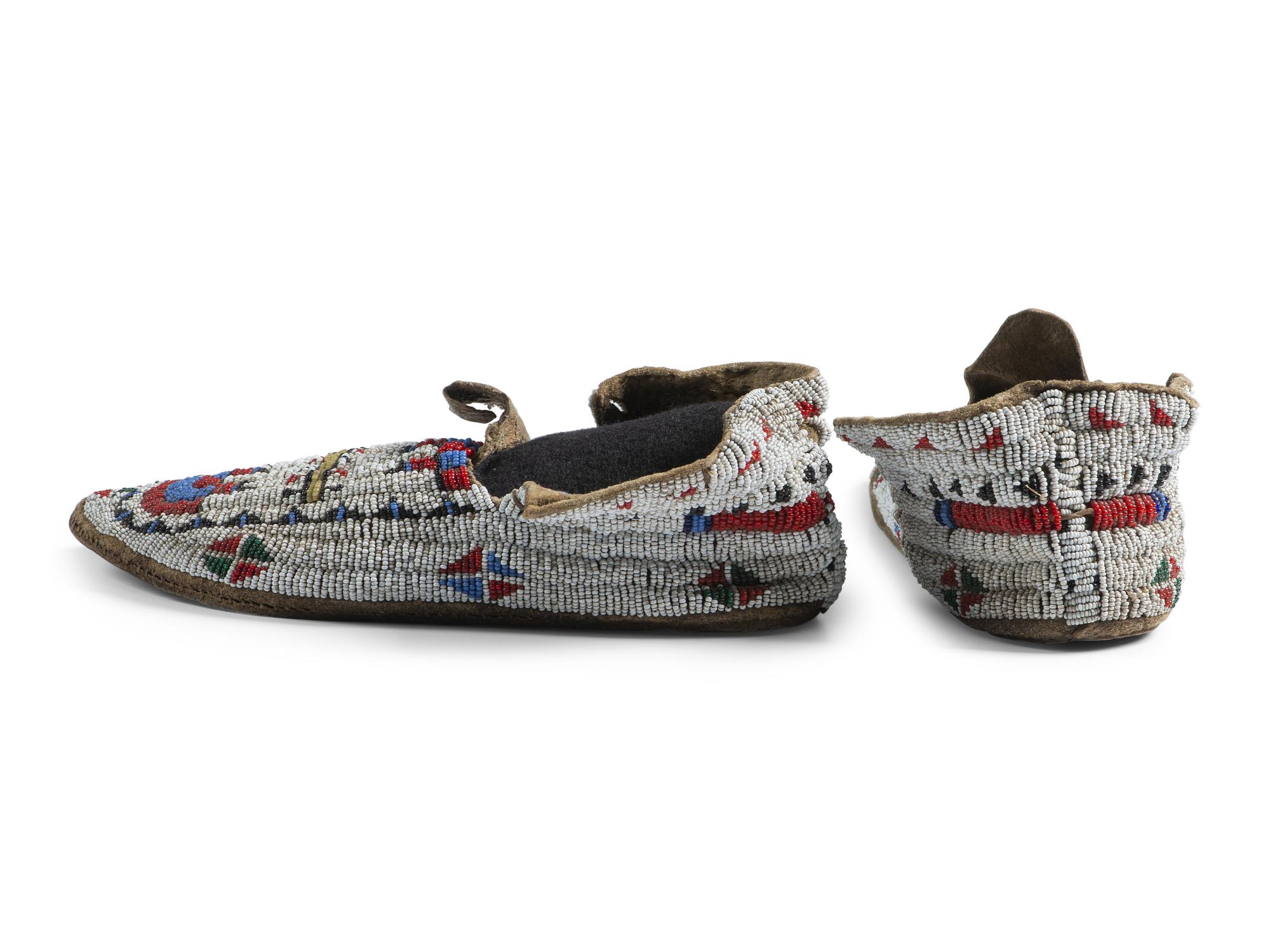 Northern Plains Beaded Hide Moccasins