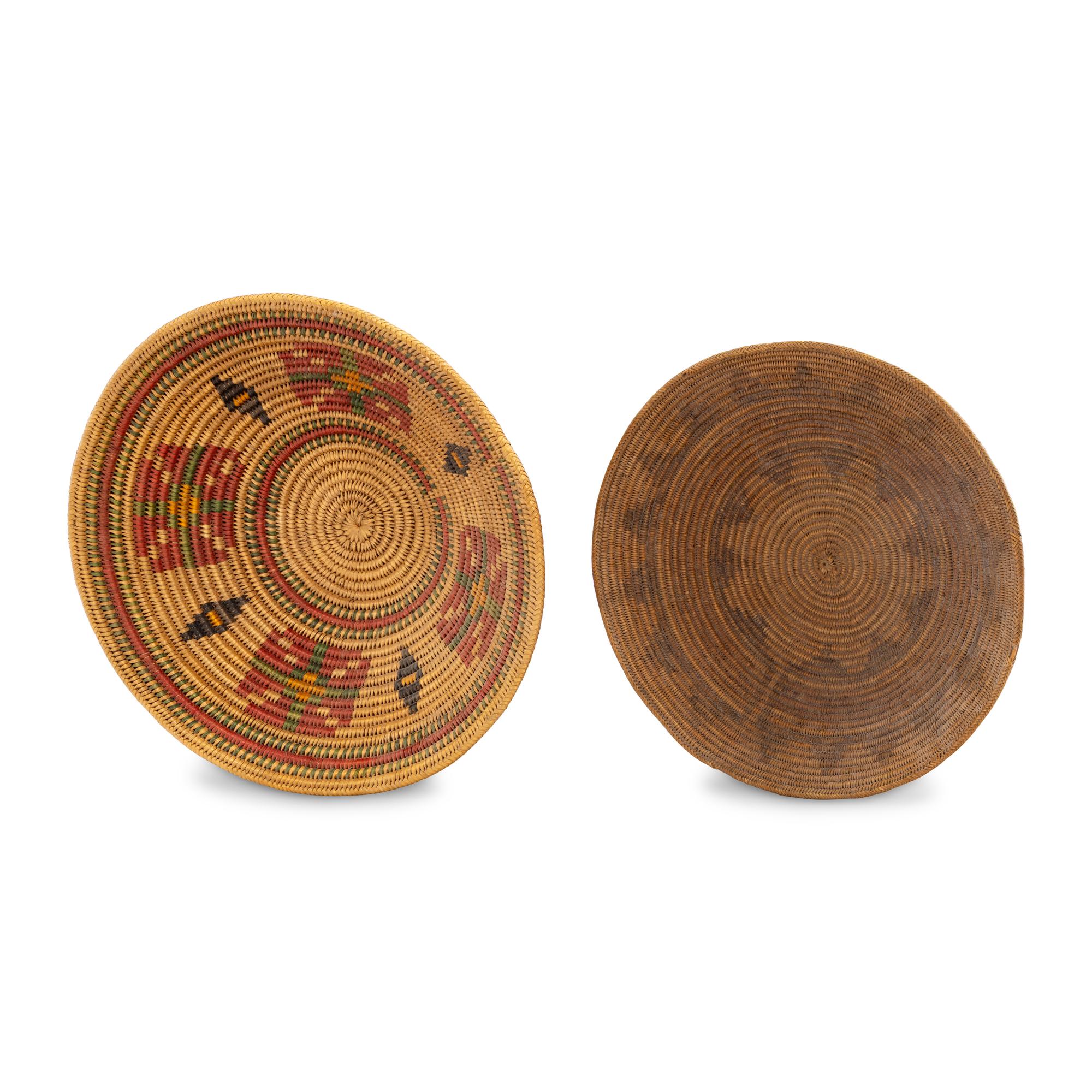 Navajo Wedding Basket and Jicarilla Apache Polychrome Basket