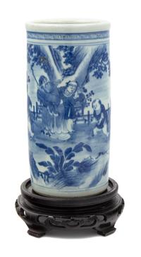 A Chinese Blue and White Porcelain Brushpot