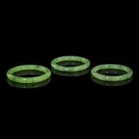 Three Spinach Jade Bangles — 碧玉圓條鐲三隻
